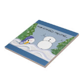 Grappig Sneeuwmannen Scene Tegeltje (Zijkant)