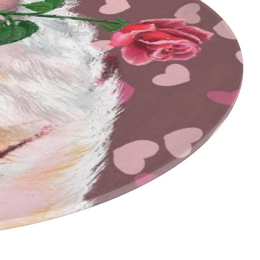 Grappig Snijplank Gentleman Pig met Roos (Hoek)