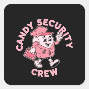 Grappig Snoep Beveiliging Crew Halloween Kostuum Vierkante Sticker