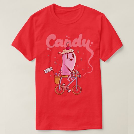 Grappig Snoep op een fiets T-shirt (Design voorkant)