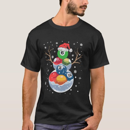 Grappig snooker Xmas Pool Table Santa Hat Biljart T-shirt (Voorkant)