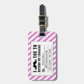 GRAPPIG SNOR BAGAGELABEL | ROZE STREPEN (Voorkant verticaal)