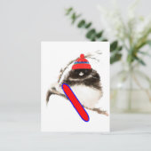 Grappig Snowboarden Chick, Schattigee Sport Bird Briefkaart (Staand voorkant)