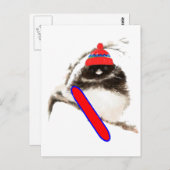 Grappig Snowboarden Chick, Schattigee Sport Bird Briefkaart (Voorkant / Achterkant)