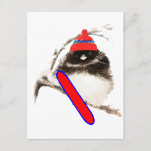 Grappig Snowboarden Chick, Schattigee Sport Bird Briefkaart