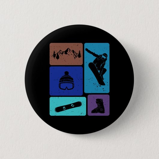 Grappig Snowboarden liefhebber Snowboarder Winters Ronde Button 5,7 Cm (Voorkant)