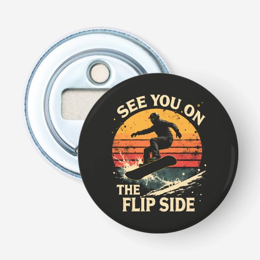 Grappig Snowboarden - Zie Je Aan De Andere Kant  Button Flesopener (Voorkant)