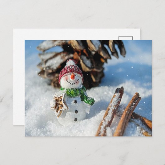 Grappig snowman die trapt briefkaart (Voorkant / Achterkant)