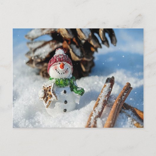 Grappig snowman die trapt briefkaart (Voorkant)