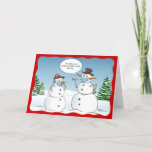 Grappig Snowmen die buiten de kerstmis denken Feestdagen Kaart<br><div class="desc">Creëer je eigen gekke kerstkaarten dit jaar met een leuke vakantie-sneeuwpop-sjabloon.. Pas eenvoudig de wittekst aan in de keuzelijst met komische citaten die luidt: "Soms moet je gewoon buiten het vak denken" op elke aangepaste tekst van je keuze. De schattige illustratie van de sneeuwman-cartoon van Raphaela Wilson toont twee sneeuwmannen...</div>