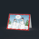 Grappig Snowmen die buiten de kerstmis denken Feestdagen Kaart<br><div class="desc">Creëer je eigen gekke kerstkaarten dit jaar met een leuke vakantie-sneeuwpop-sjabloon.. Pas eenvoudig de wittekst aan in de keuzelijst met komische citaten die luidt: "Soms moet je gewoon buiten het vak denken" op elke aangepaste tekst van je keuze. De schattige illustratie van de sneeuwman-cartoon van Raphaela Wilson toont twee sneeuwmannen...</div>