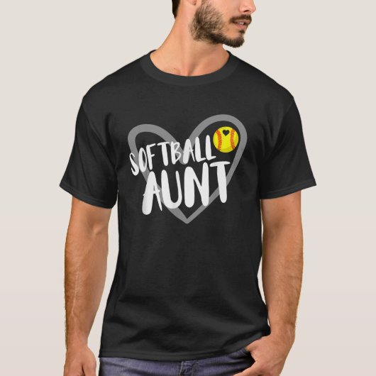 Grappig softbal tante hart t-shirt (Voorkant)
