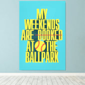Grappig Softbal Weekend Bij Het Honkbalstadion Canvas Afdruk (Insitu (Houten vloer))