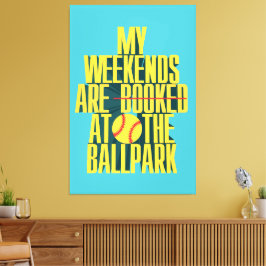Grappig Softbal Weekend Bij Het Honkbalstadion Canvas Afdruk