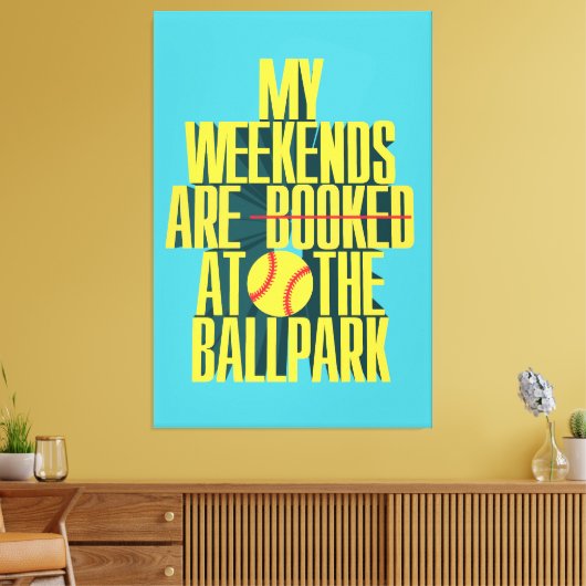 Grappig Softbal Weekend Bij Het Honkbalstadion Canvas Afdruk (Insitu (Woonkamer))
