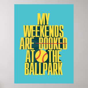 Grappig Softbal Weekend Bij Het Honkbalveld Poster