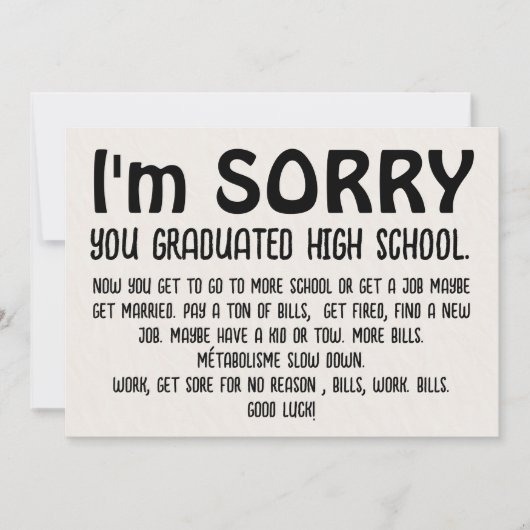 Grappig "Sorry Afstudeerder" Afstuderen Kaart - Sa (Voorkant)