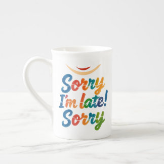 Grappig "Sorry dat ik laat ben" Kleurrijke Latte M Porselein Kop