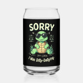 Grappig Sorry dat ik laat schildpad met retro esth Blikvorm Glas (Voorkant)