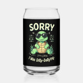 Grappig Sorry dat ik laat schildpad met retro esth Blikvorm Glas (Achterkant)