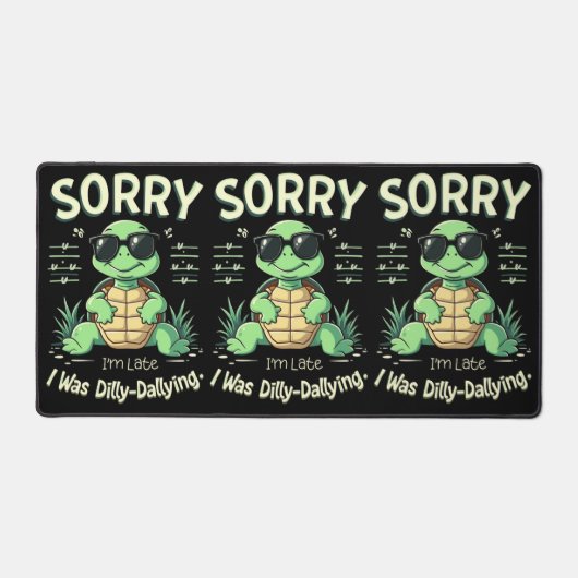 Grappig Sorry dat ik laat schildpad met retro esth Bureaumat (Voorkant)
