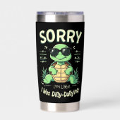 Grappig Sorry dat ik laat schildpad met retro esth Geïsoleerde Drinkbeker (Achterkant)