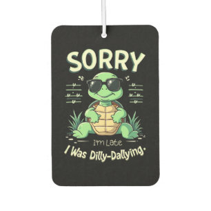 Grappig Sorry dat ik laat schildpad met retro esth Luchtverfrisser