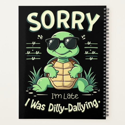 Grappig Sorry dat ik laat schildpad met retro esth Planner (Achterkant)