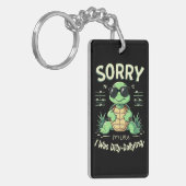 Grappig Sorry dat ik laat schildpad met retro esth Sleutelhanger (Voorkant Links)