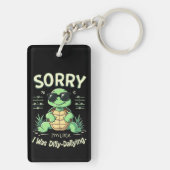 Grappig Sorry dat ik laat schildpad met retro esth Sleutelhanger (achterkant)