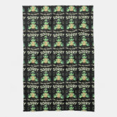 Grappig Sorry dat ik laat schildpad met retro esth Theedoek (Verticaal)