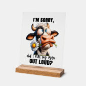 Grappig sorry rollenogen koe woord kunst acryl bord (Hoek)