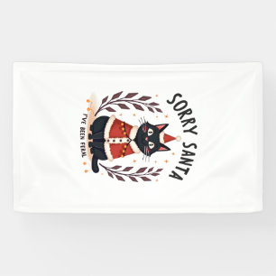 Grappig Sorry Santa Ik Ben Wild Zwart Kat Christ Spandoek