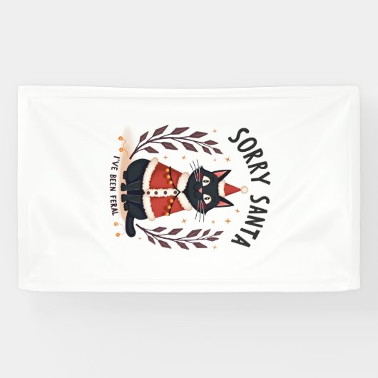 Grappig Sorry Santa Ik Ben Wild Zwart Kat Christ Spandoek (Horizontaal)
