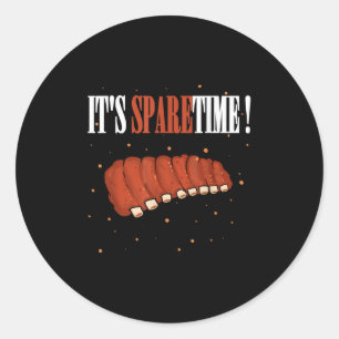 Grappig Sparetime Grillen Vlees Roken BBQ Sparerib Ronde Sticker