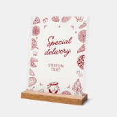 Grappig speciaal bezorging pizza baby shower acryl bord (Hoek)