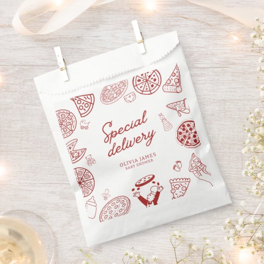 Grappig speciaal bezorging pizza baby shower bedankzakje (Geknipt)