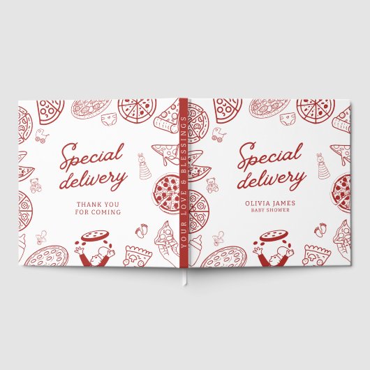 Grappig speciaal bezorging pizza baby shower gastenboek (Volledig)