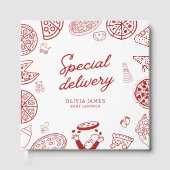 Grappig speciaal bezorging pizza baby shower gastenboek (Voorkant)