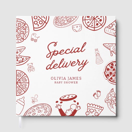 Grappig speciaal bezorging pizza baby shower gastenboek (Voorkant)