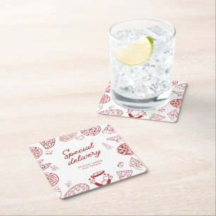 Grappig speciaal bezorging pizza baby shower kartonnen onderzetters