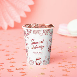 Grappig speciaal bezorging pizza baby shower papieren bekers