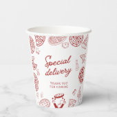 Grappig speciaal bezorging pizza baby shower papieren bekers (Achterkant)