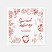 Grappig speciaal bezorging pizza baby shower servet (Voorkant)