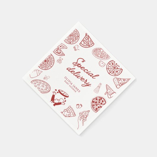 Grappig speciaal bezorging pizza baby shower servet (Hoek)