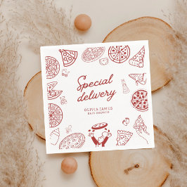 Grappig speciaal bezorging pizza baby shower servet