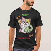 Grappig speels katje t-shirt (Voorkant)