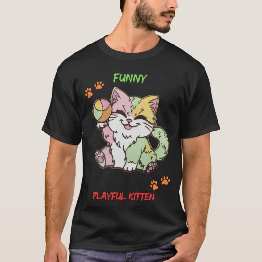 Grappig speels katje t-shirt (Voorkant)