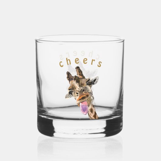Grappig speelse Giraffe juicht aangepaste tekst Whisky Glas (Voorkant)
