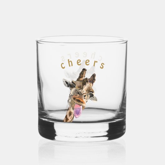 Grappig speelse Giraffe juicht aangepaste tekst Whisky Glas (Achterkant)